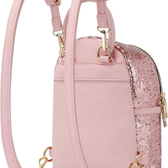 Women Girl Bling Mini PU Leather Backpack Convertible Crossbody Purse main image 7